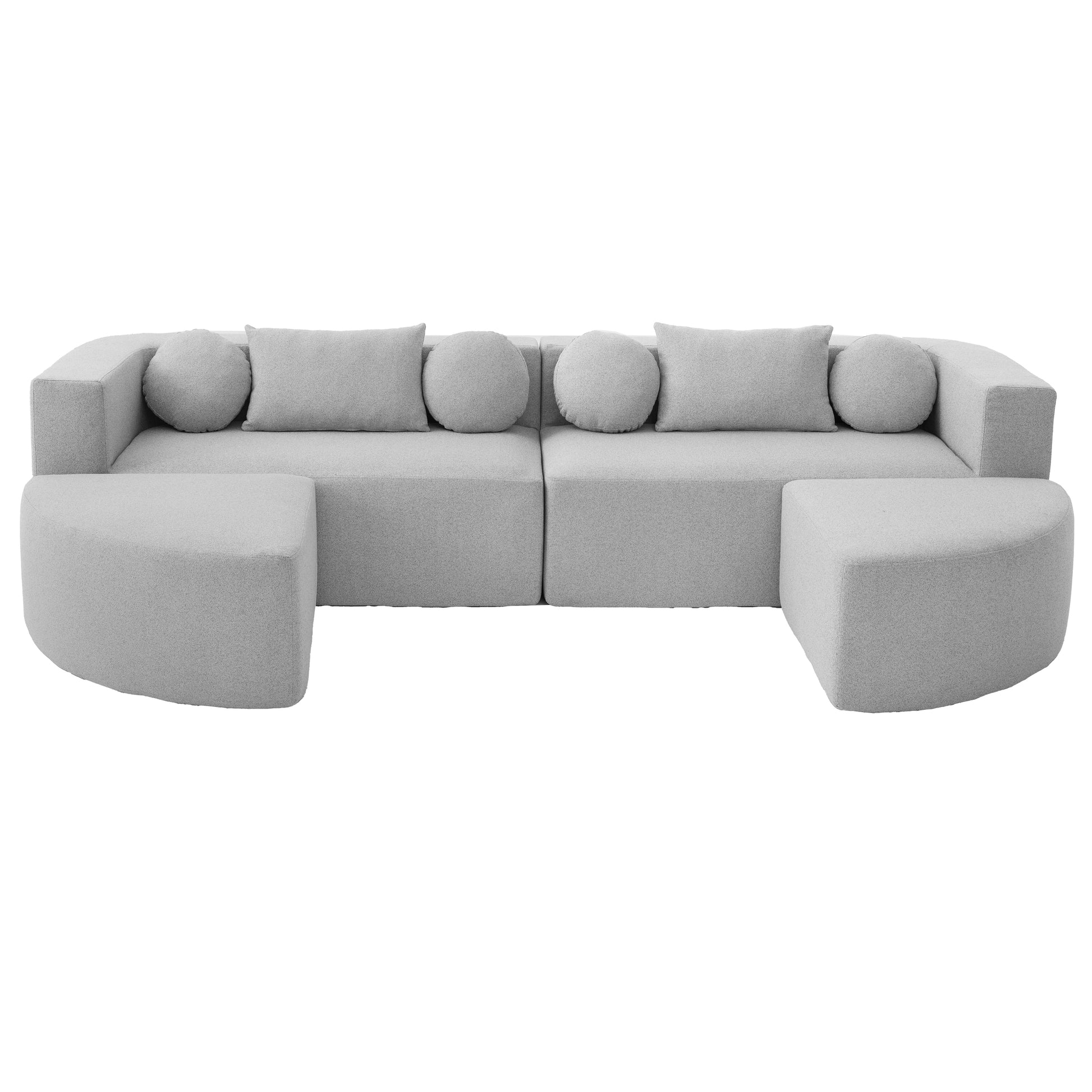 Boneless Sectional Modular Sectional with Deep Seating & Curved Design - Grey - primary color shot