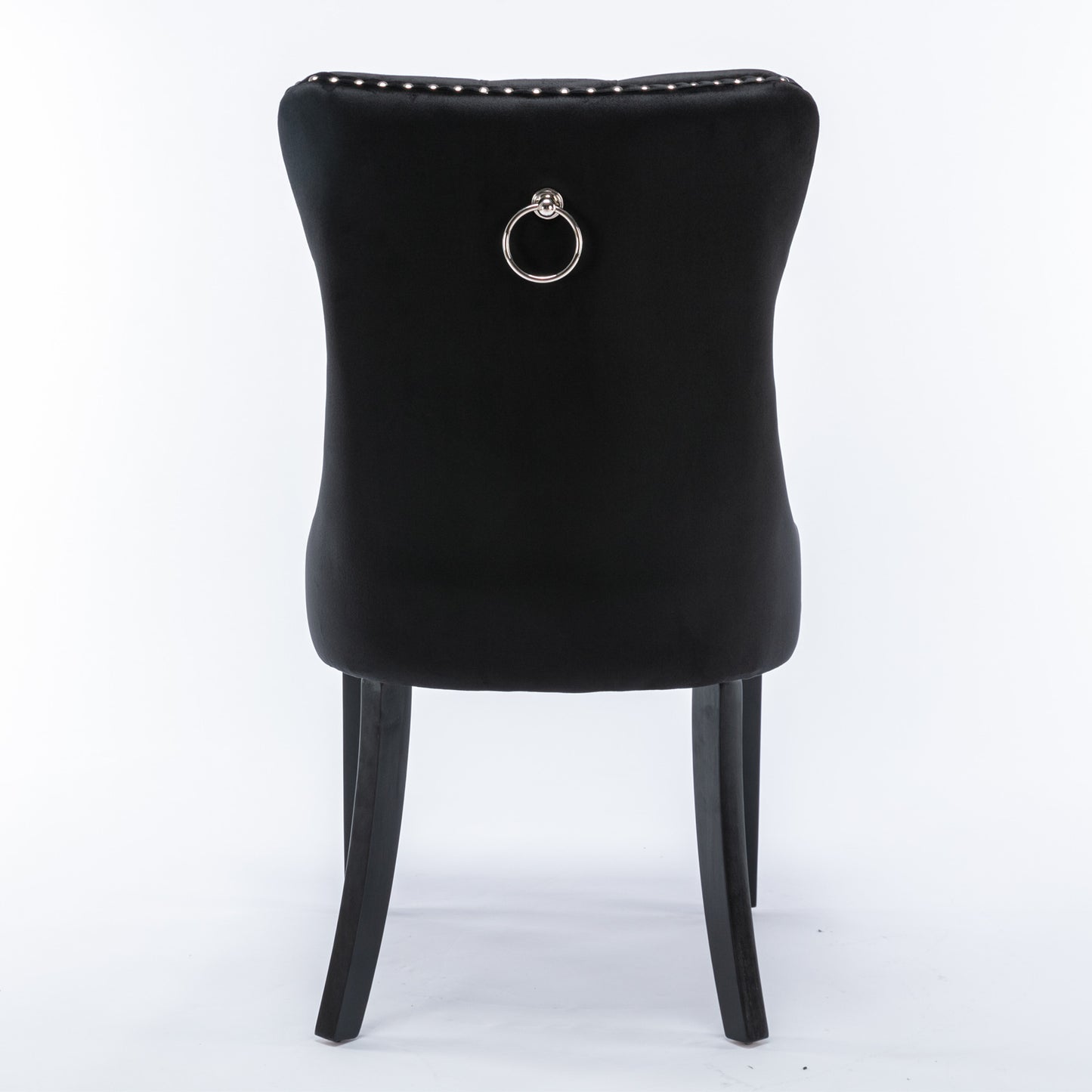 Niki Modern Velvet Side Chair with Nailhead Trim & Black Leg Set of 2 Black