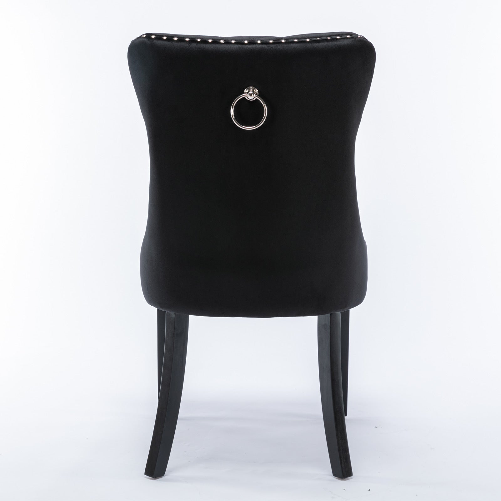 Niki Modern Velvet Side Chair with Nailhead Trim & Black Leg Set of 2 Black