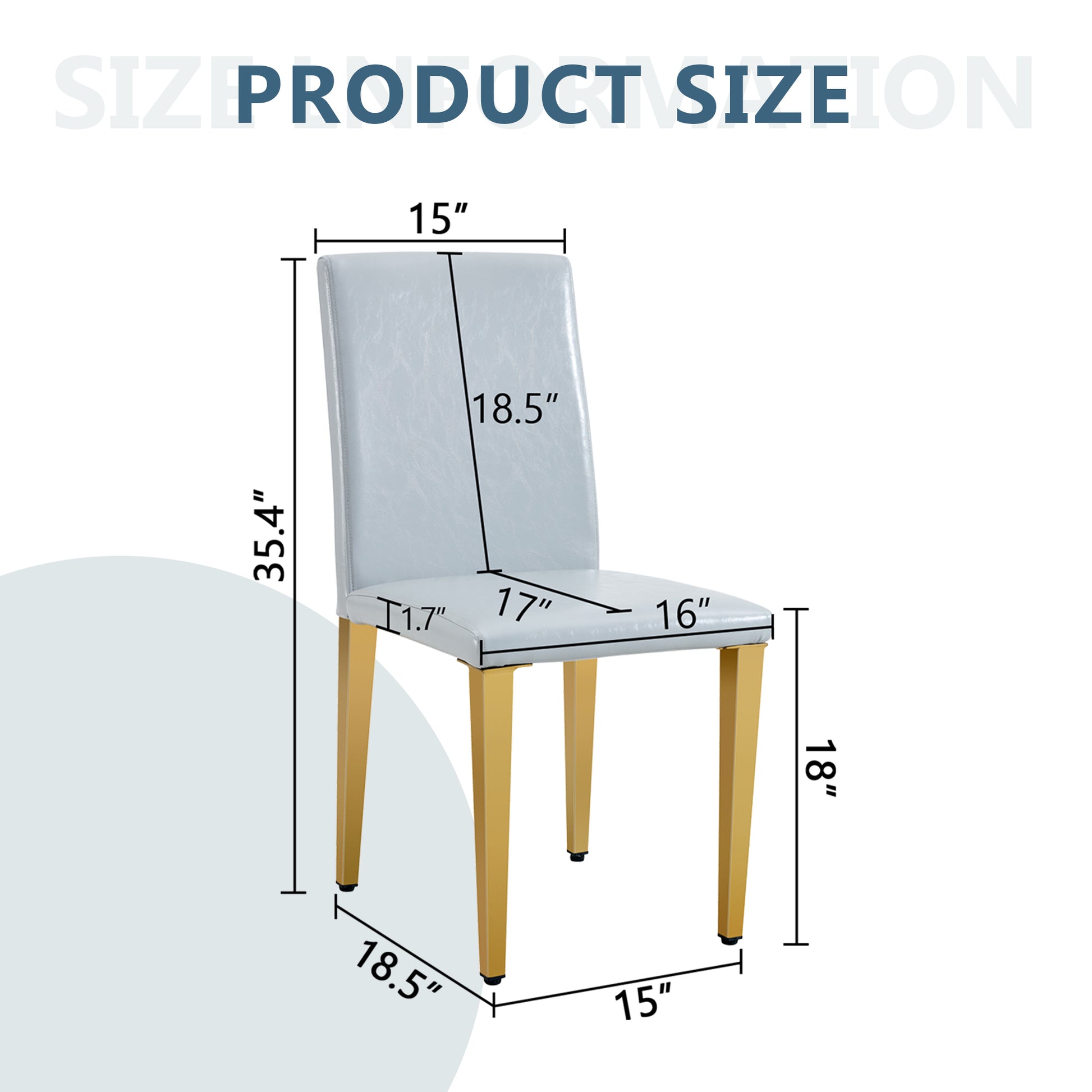 Gray PU Leather Dining Chairs with Gold Legs (set of 2) - detail view 3