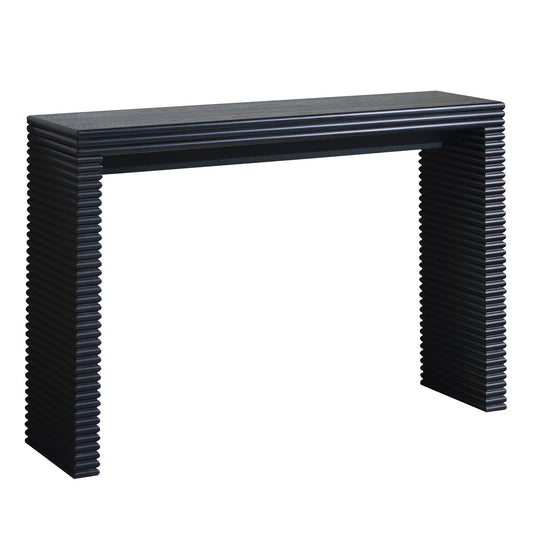 Kaelen 47” Black Ribbed Console Table – Slim Profile