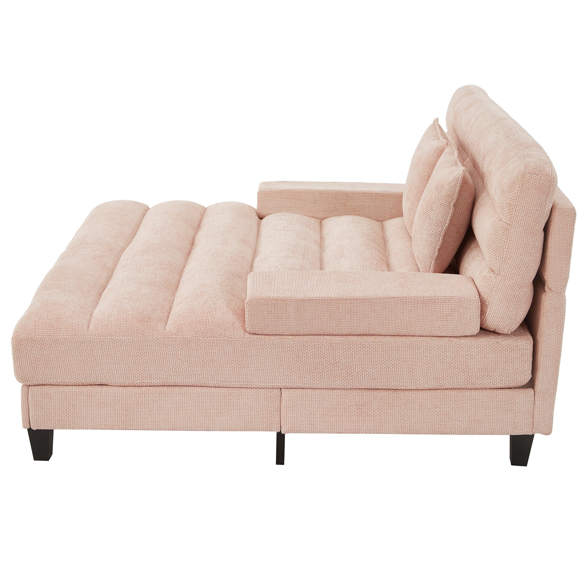Modern Chaise Lounge Sofa 57.1' Sofa Bed with Adjustable Backrest & LED Light Strip - Pink - detail view 8