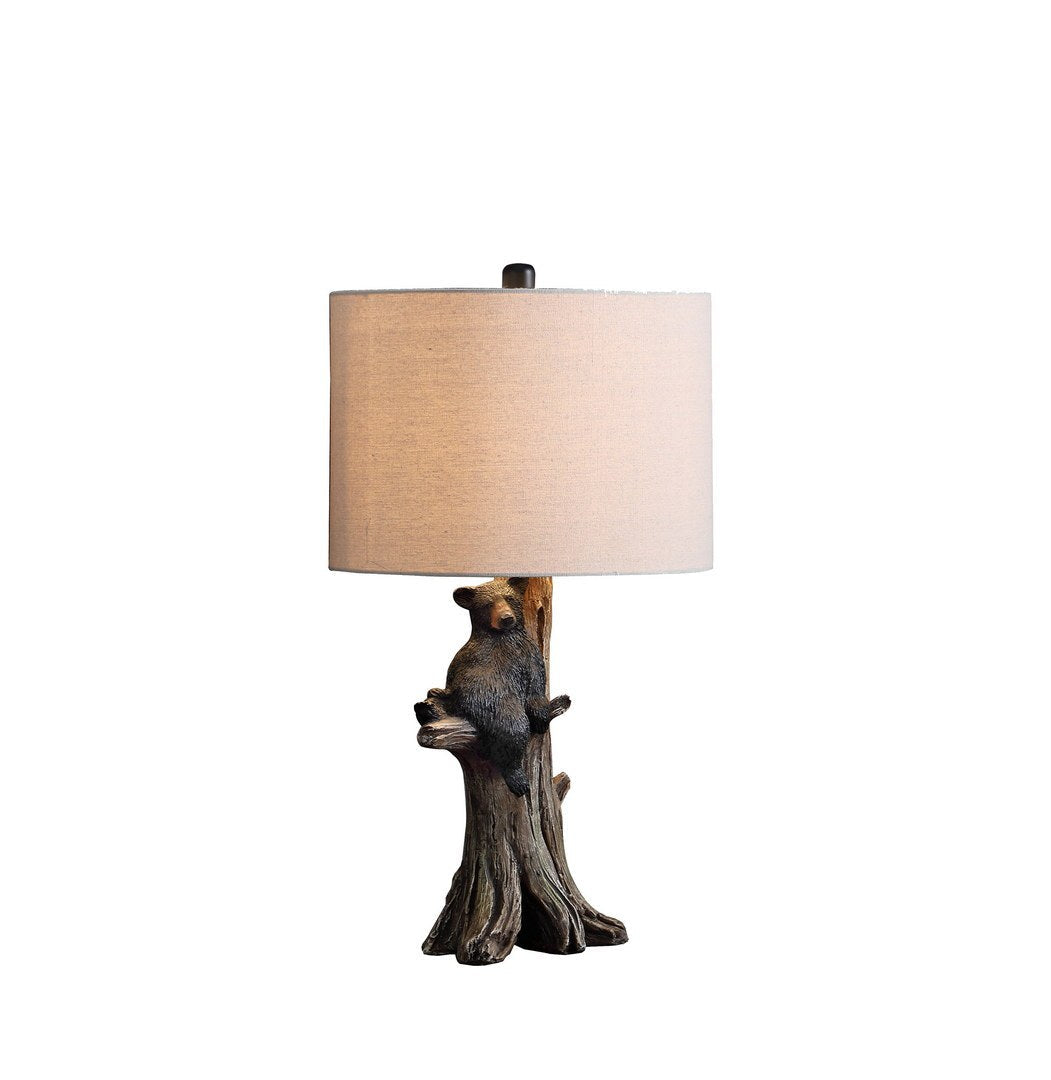 24.75' In Black Bear On A Tree Polyresin Table Lamp