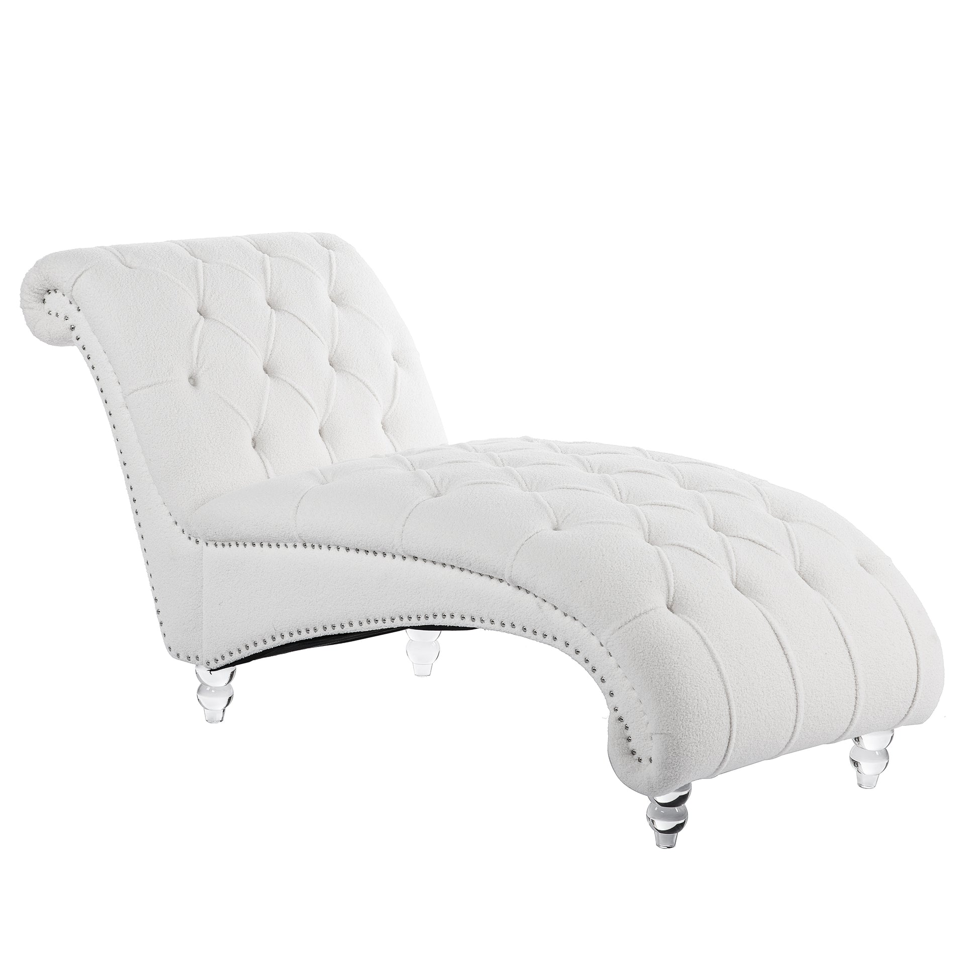 Tufted Armless Chaise Lounge - White - detail view 5