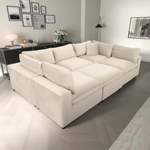 Hayward Ivory Velvet Modular Sectional Sofa with Foam Cushions and Removable Back, Elegant and Durable - detail view 4
