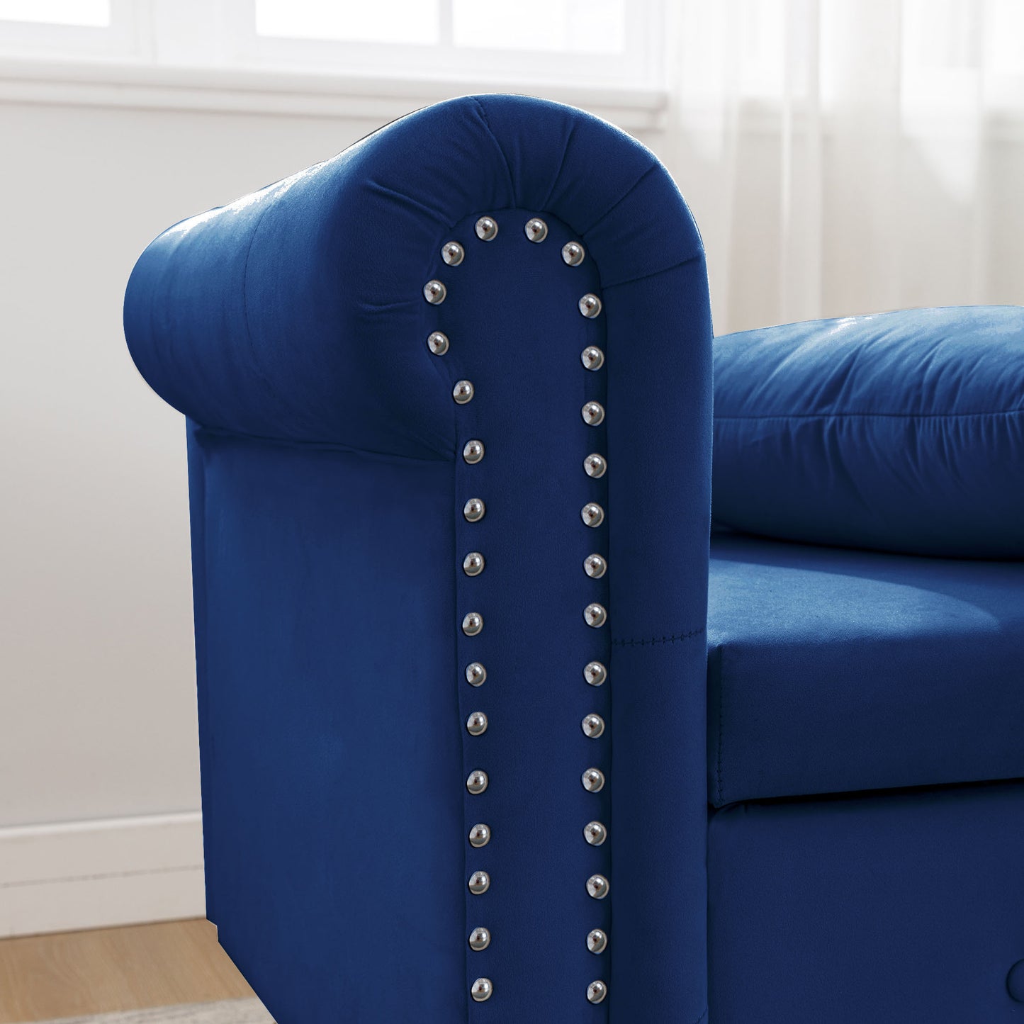 Navy Blue Chaise Lounge Indoor - detail view 7