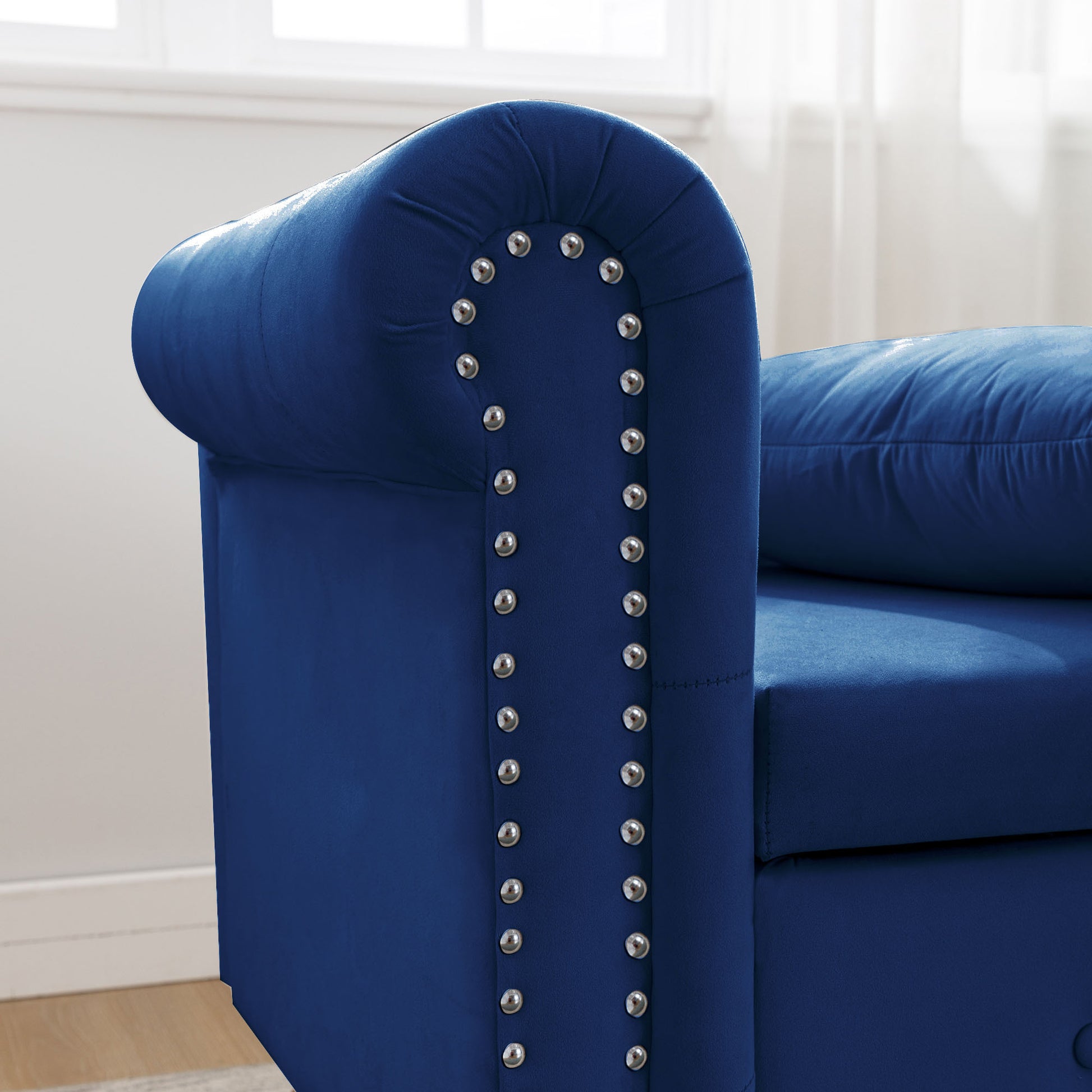 Navy Blue Chaise Lounge Indoor - detail view 7