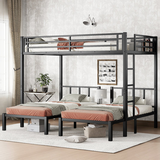 Twin over Twin & Queen Bunk Bed - Black - primary color shot