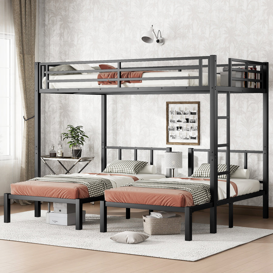 Twin over Twin & Queen Bunk Bed - Black - primary color shot