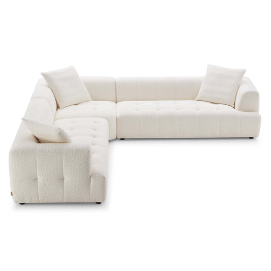 Kaynes Ivory Boucle Corner Sofa with Durable Upholstery and Solid Wood Legs - primary color shot