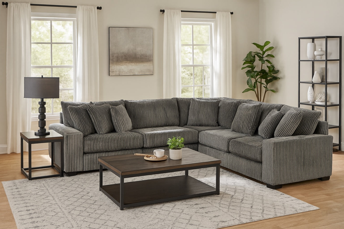 1300 Charcoal 5-Piece Modular L-Shaped Sectional – Delta Furniture