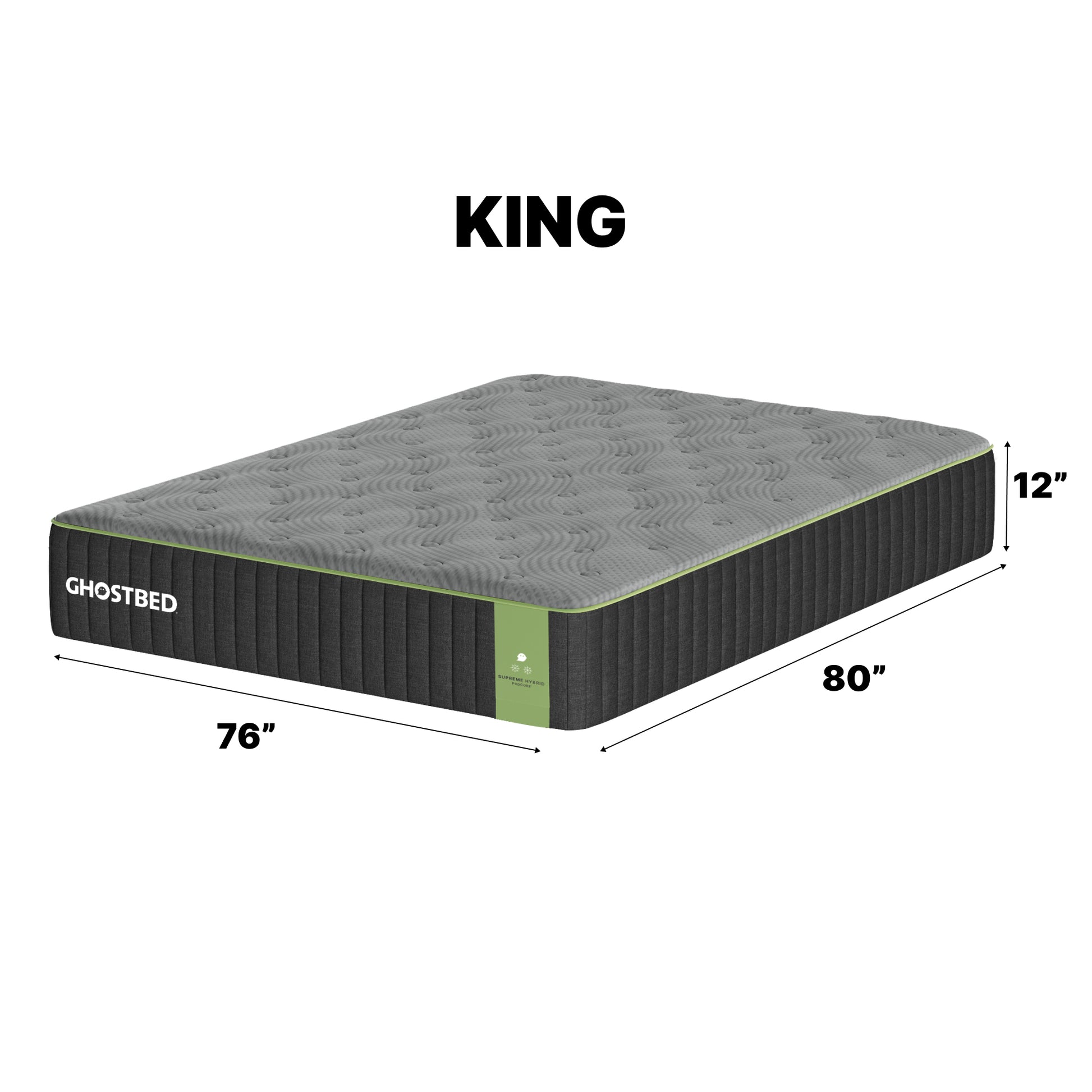 Ghostbed Supreme 12' King Hybrid Mattress with Ghost Ice Quilted Cover in Grey - detail view 3