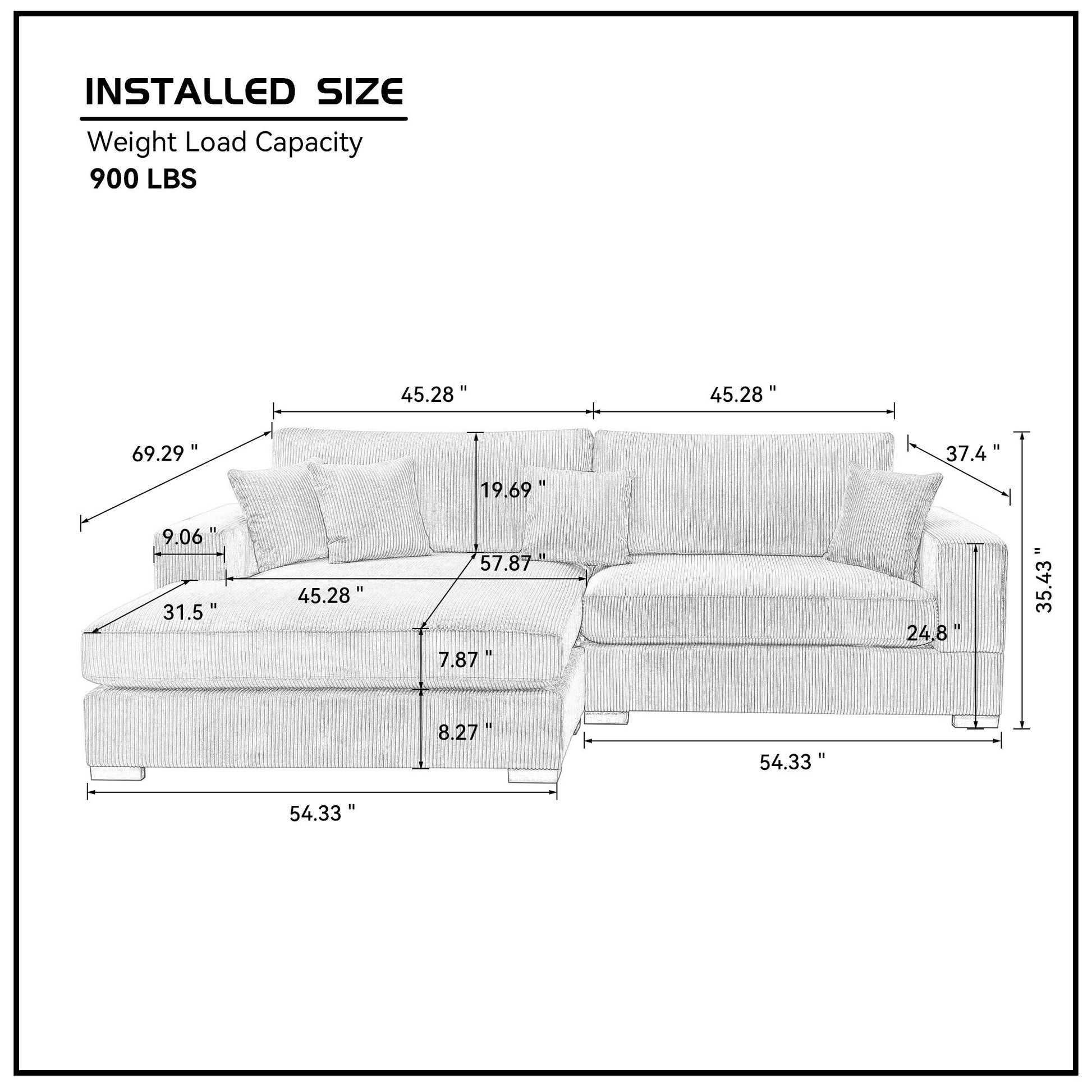 Mid Century Modern Sectional 3-Seater Sectional.polyester.suitable - GREEN - detail view 5