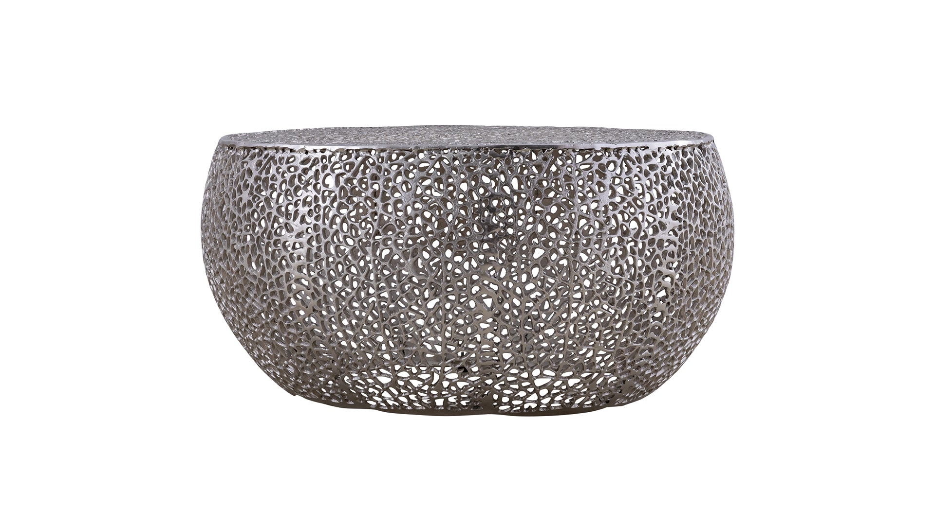 Azriel Round Aluminum Mesh Coffee Table, Silver