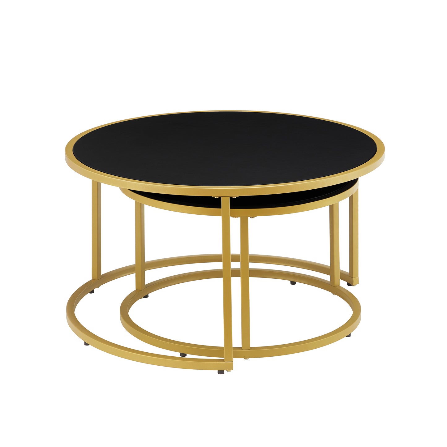 Black Fabric+metal Nesting Tables with Gold Legs - detail view 2