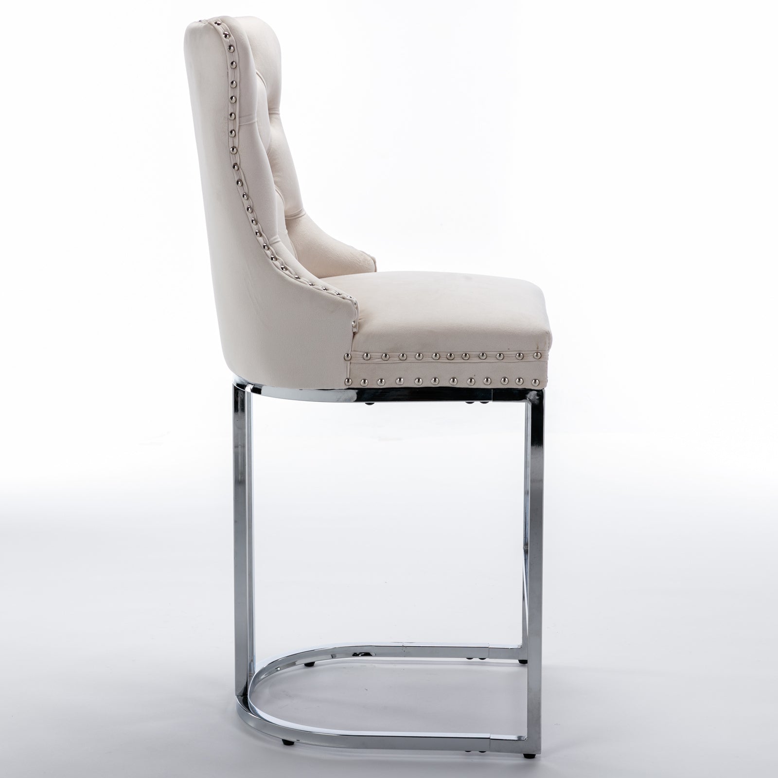 Sabine 26" Velvet Counter Height Bar Stools Set of 2 Beige