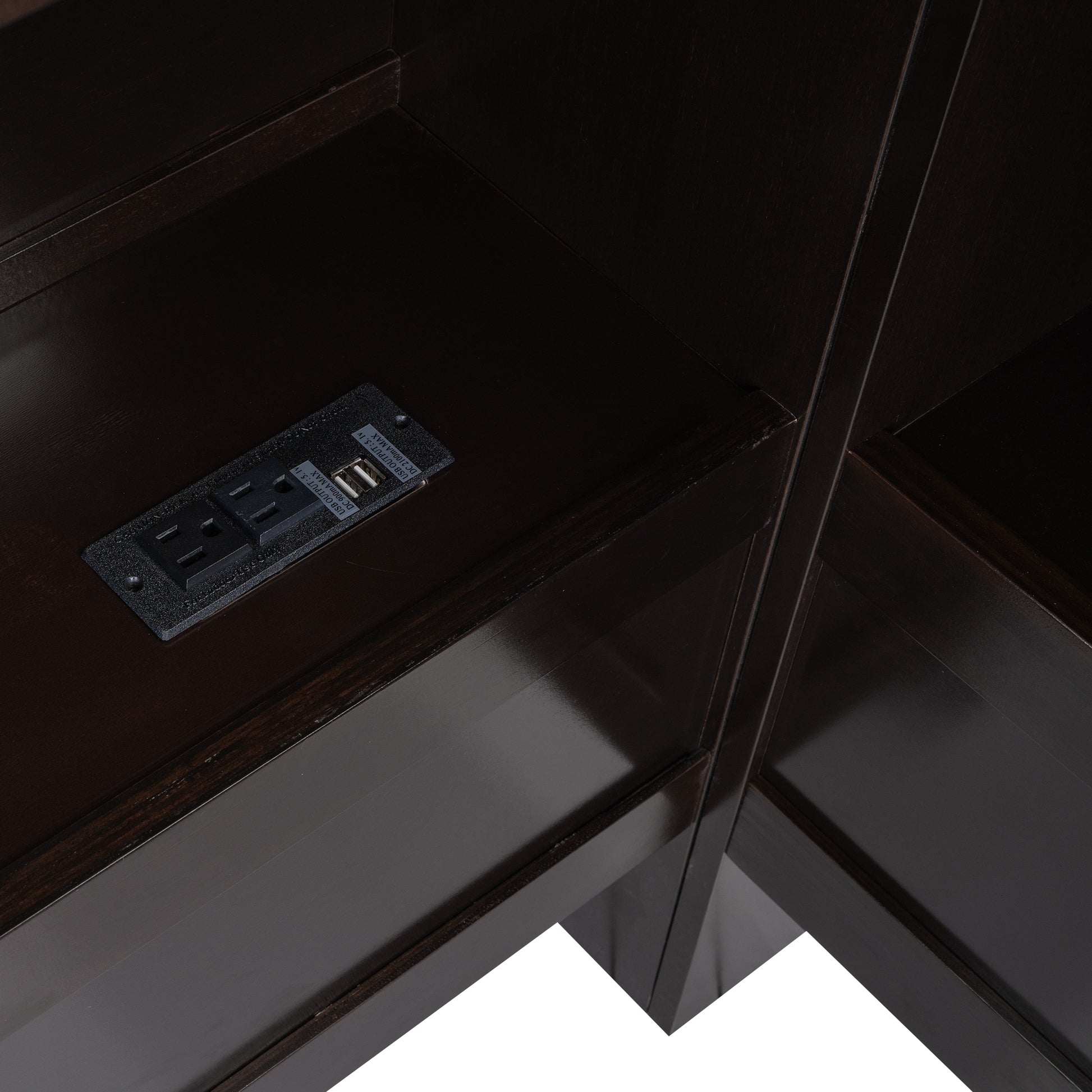 Elsinore Wooden Twin Size Daybed with Storage Cabinets and USB Ports, Espresso