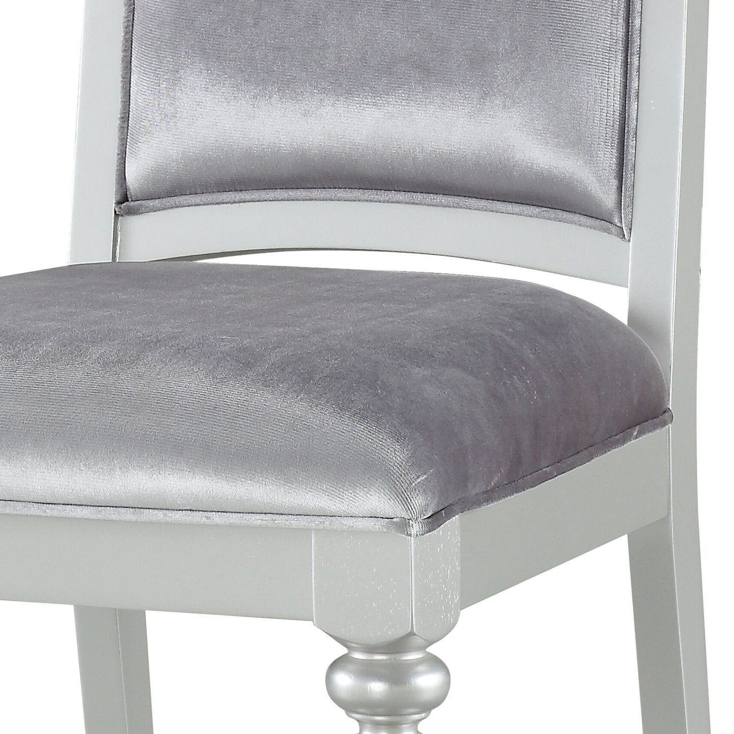 Grey and Platinum Upholstered Side Chairs Set of 2