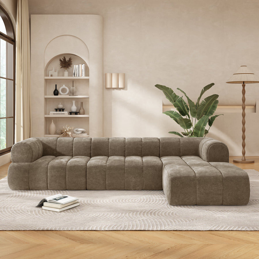 122' Modern L-Shaped Sectional Sofa with High-Density Fully Compressed Sponge and Chaise Lounge, 2-Piece Set, Fully Assembled Right Hand Facing, Perfect - primary color shot
