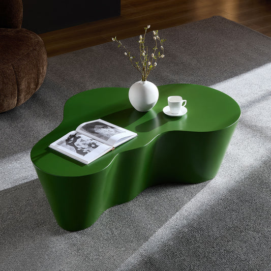 50" Unique Shape Coffee Table Sturdy Fiberglass Tea Table - Green - detail view 2