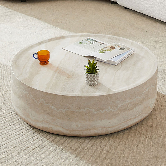 39.37'' Faux MARS Pattern Coffee Tables - Faux Travertine Textured - detail view 2
