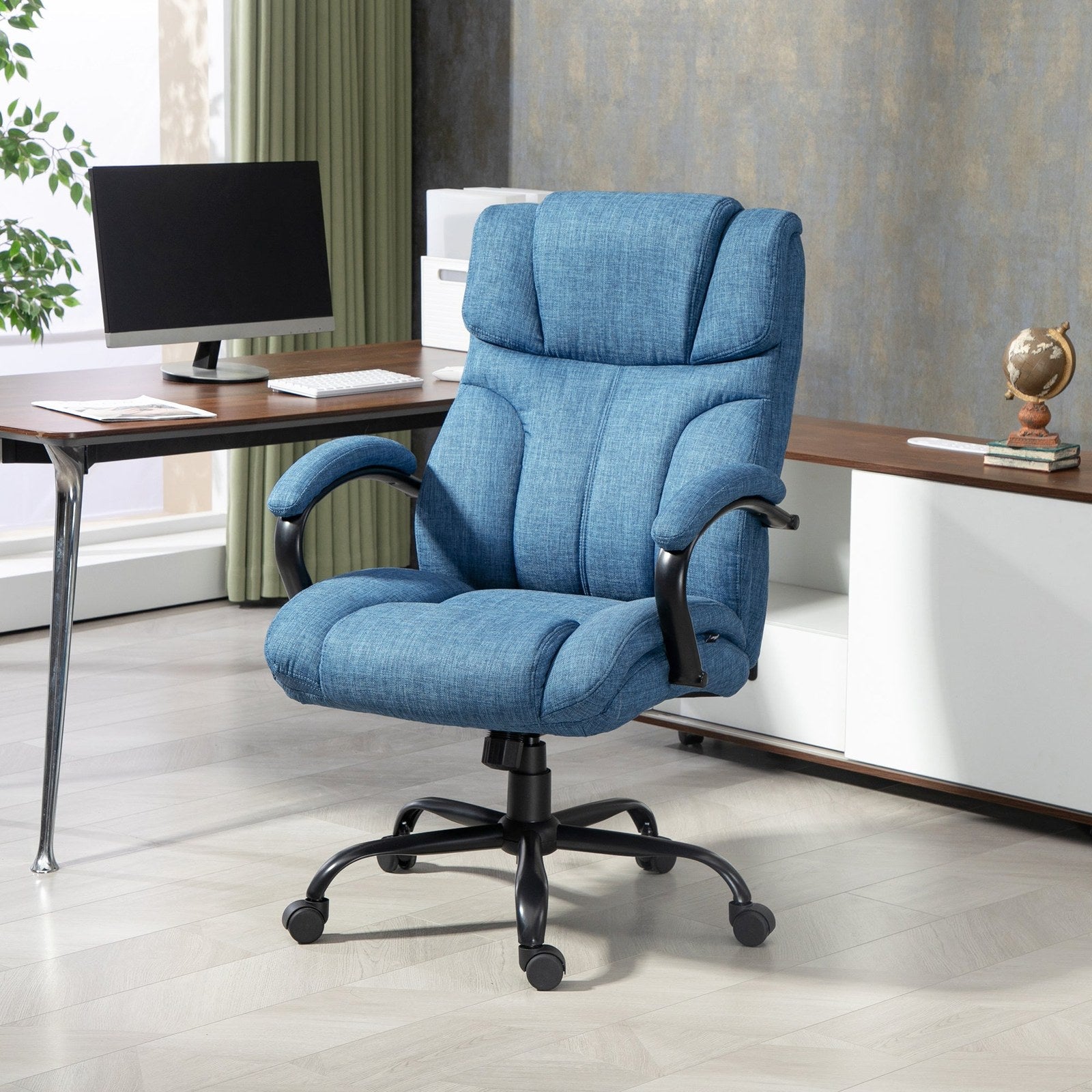 Vinsetto 500lbs Big and Tall Office Chair with Wide Seat, Blue