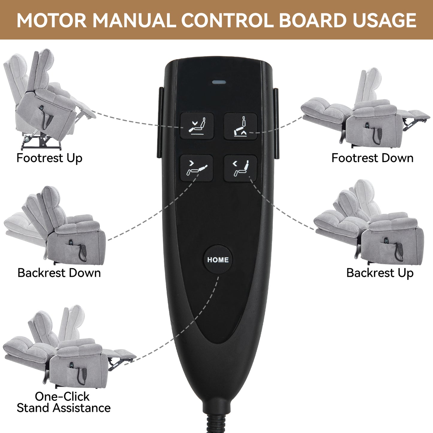 Grey Heat Massage Dual Motor Infinite Position Up to 350 LBS Large Electric Power Lift Recliners with Hidden Cup Holders - Gray - detail view 7