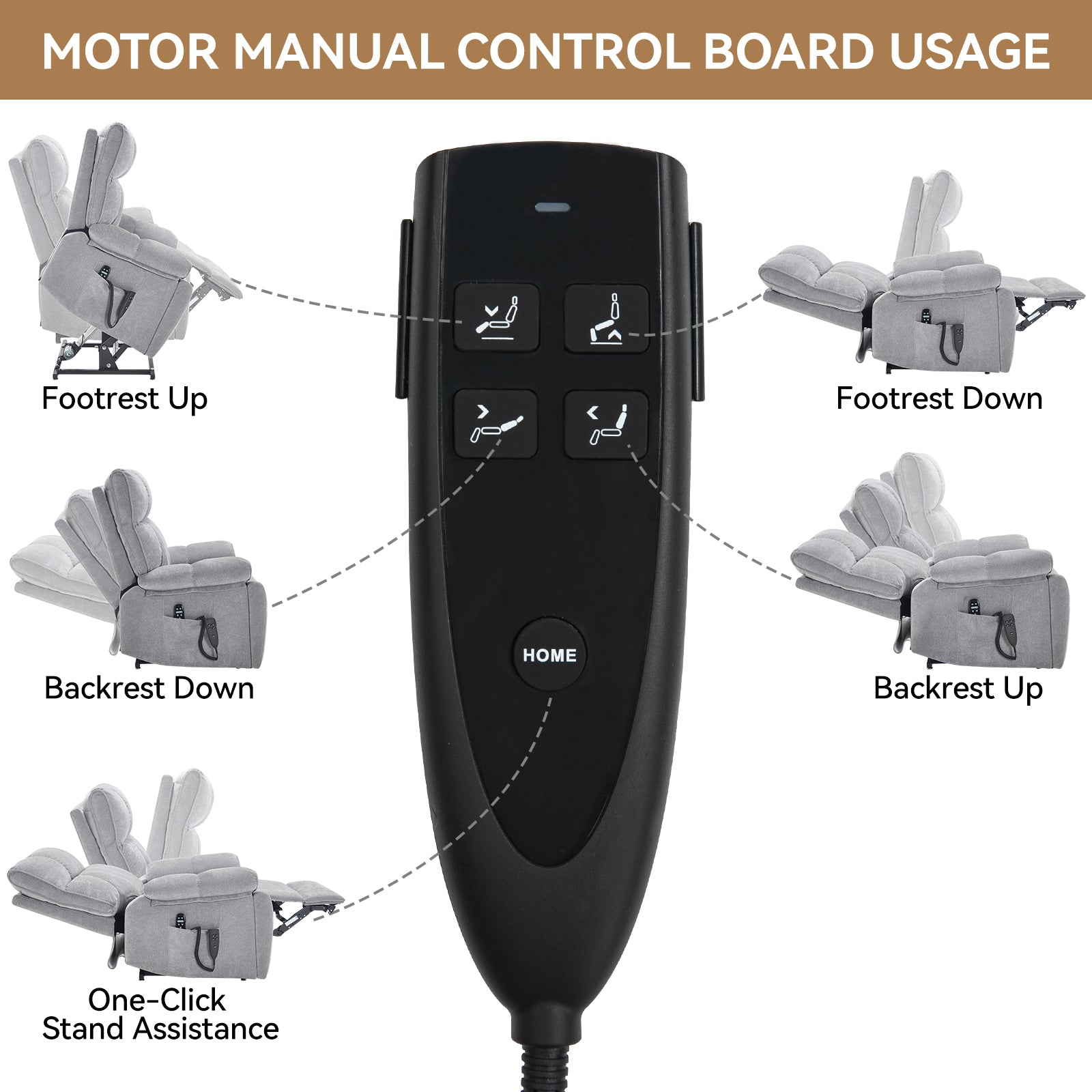 Grey Heat Massage Dual Motor Infinite Position Up to 350 LBS Large Electric Power Lift Recliners with Hidden Cup Holders - Gray - detail view 7