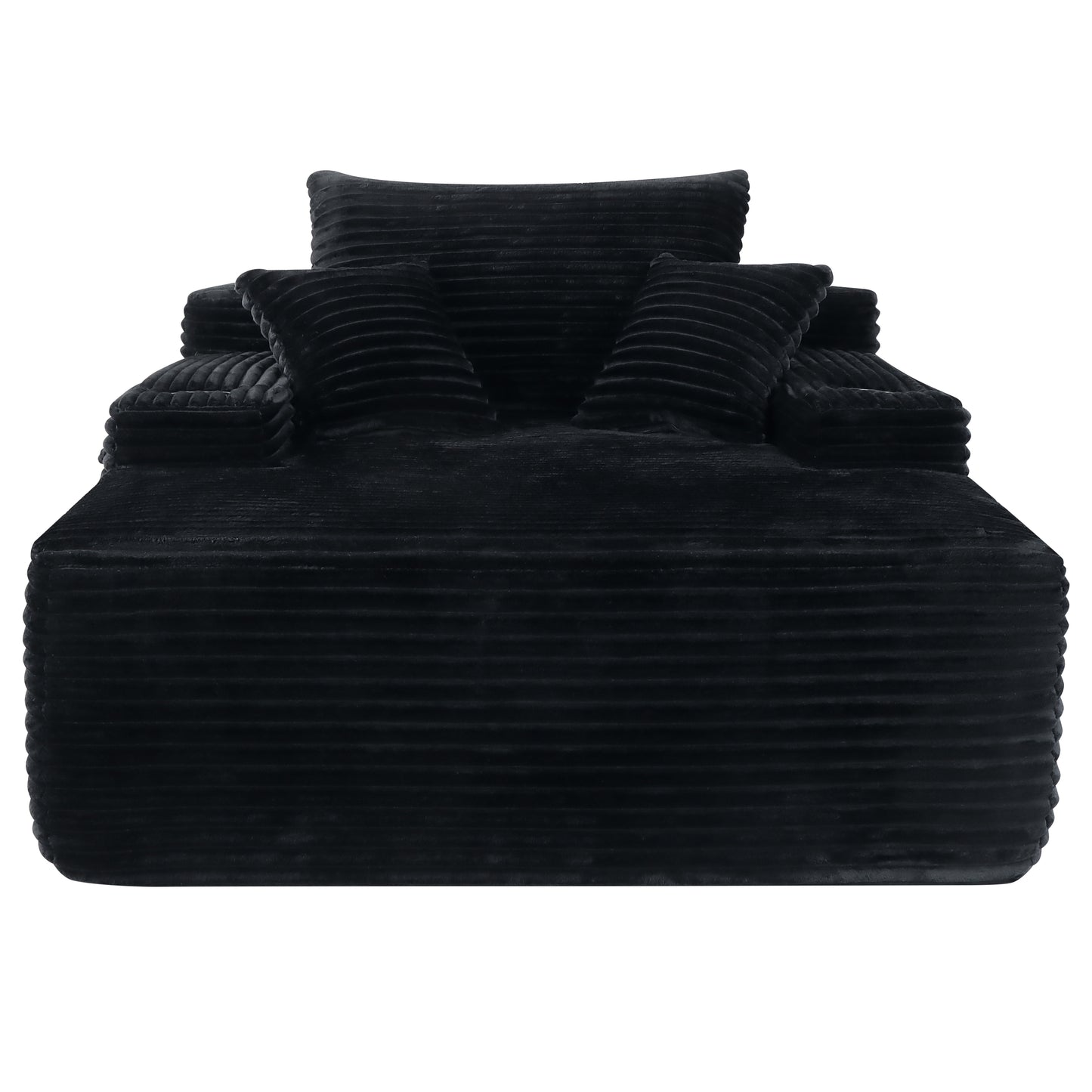 NEW Convertible Chaise Lounge Chair Plush with Wide Armrest & Throw Pillows - Black - detail view 7