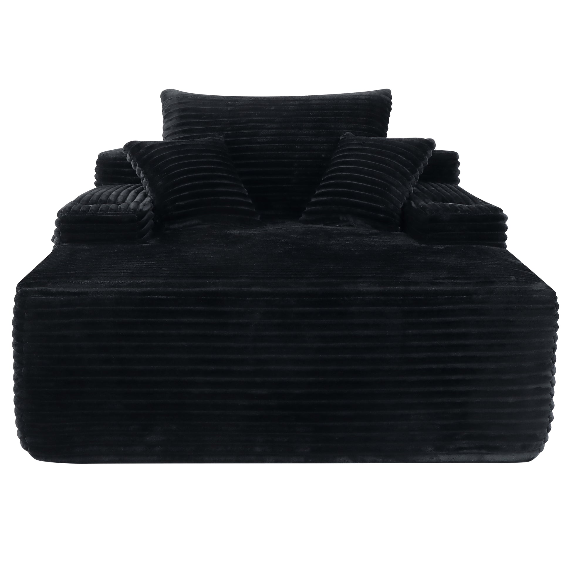 NEW Convertible Chaise Lounge Chair Plush with Wide Armrest & Throw Pillows - Black - detail view 7