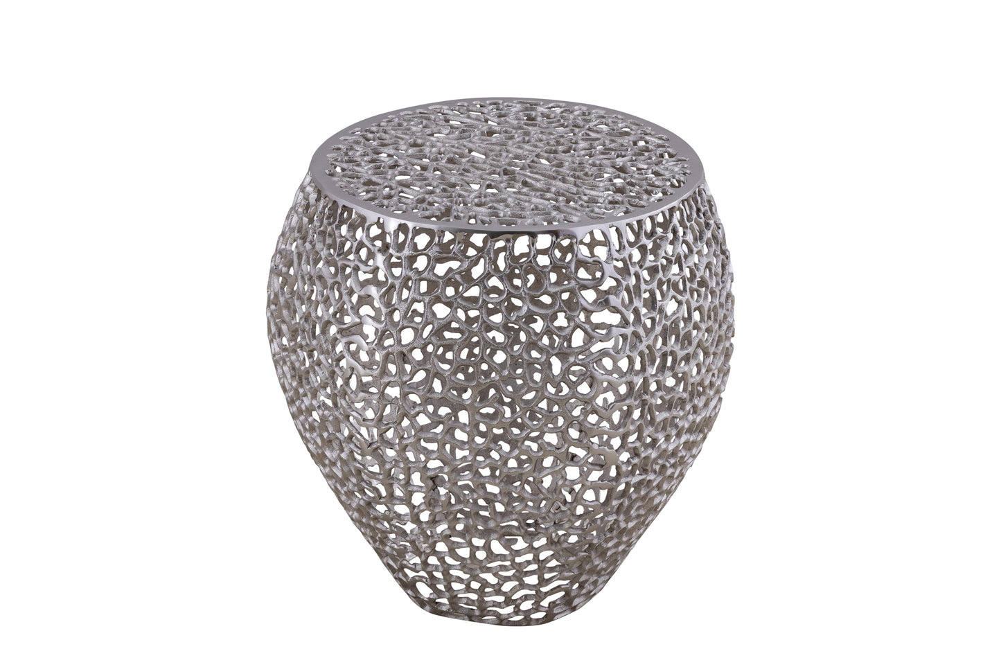 Azriel Aluminum Mesh Side Table, Silver