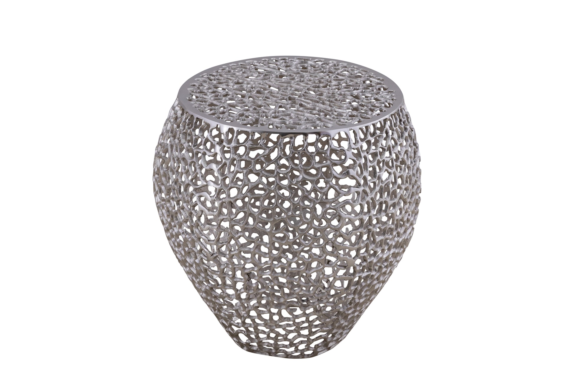 Azriel Aluminum Mesh Side Table, Silver