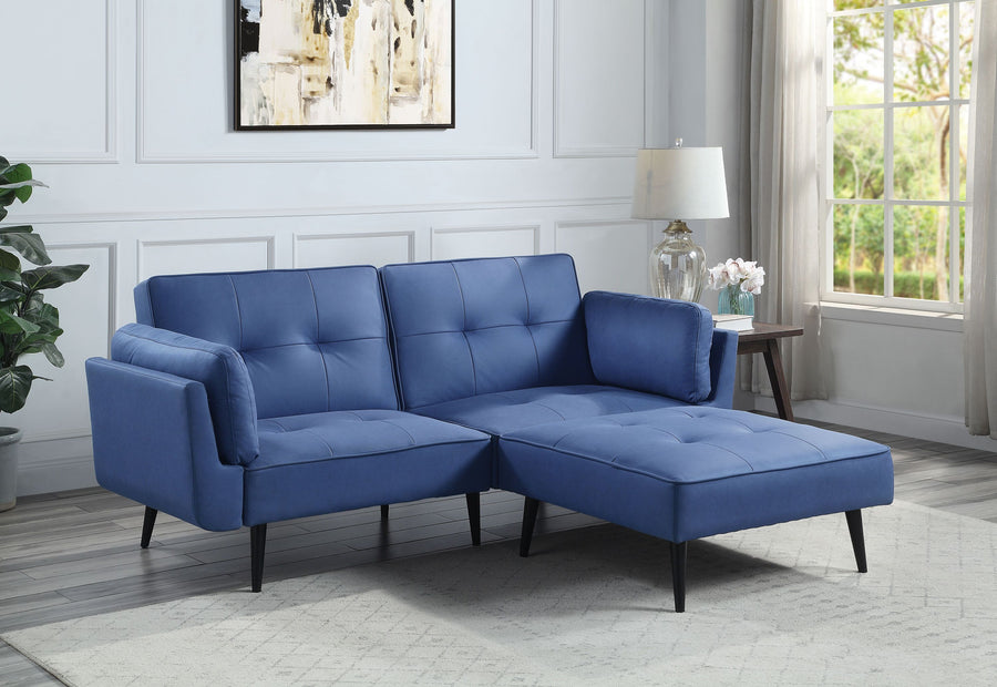 Nafisa Blue Fabric Adjustable Sofa & Ottoman - primary color shot