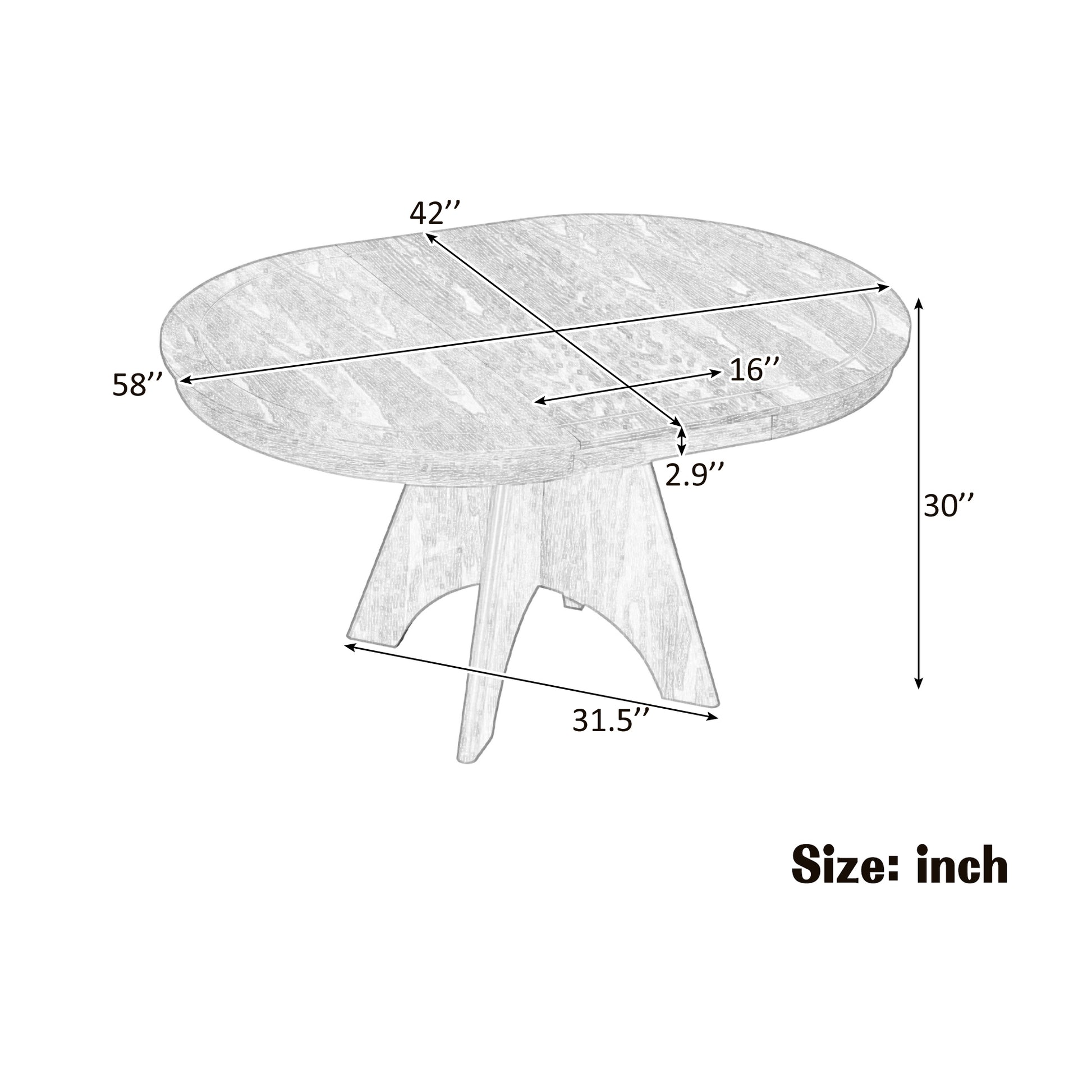 TREXM Vintage Extendable Dining Table for 4-6 - Natural - detail view 2