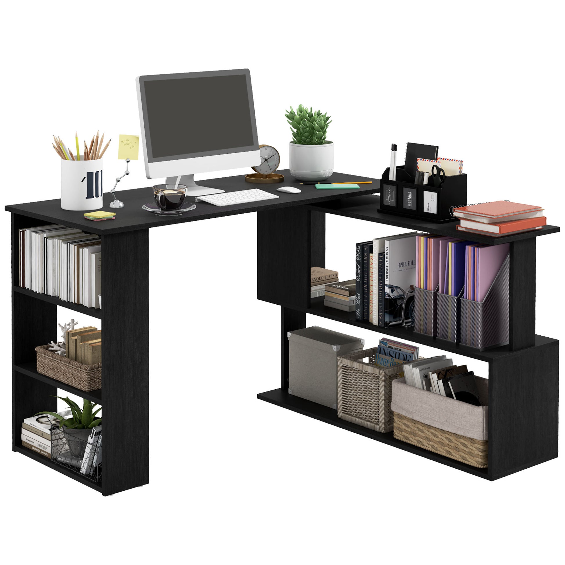 Novis Modern L-Shape Computer Desk, Black
