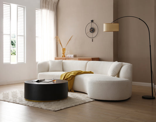 Luxury Modern Style Living Room Upholstery Curved Sectional with Chaise 2-Piece Set - White - detail view 3