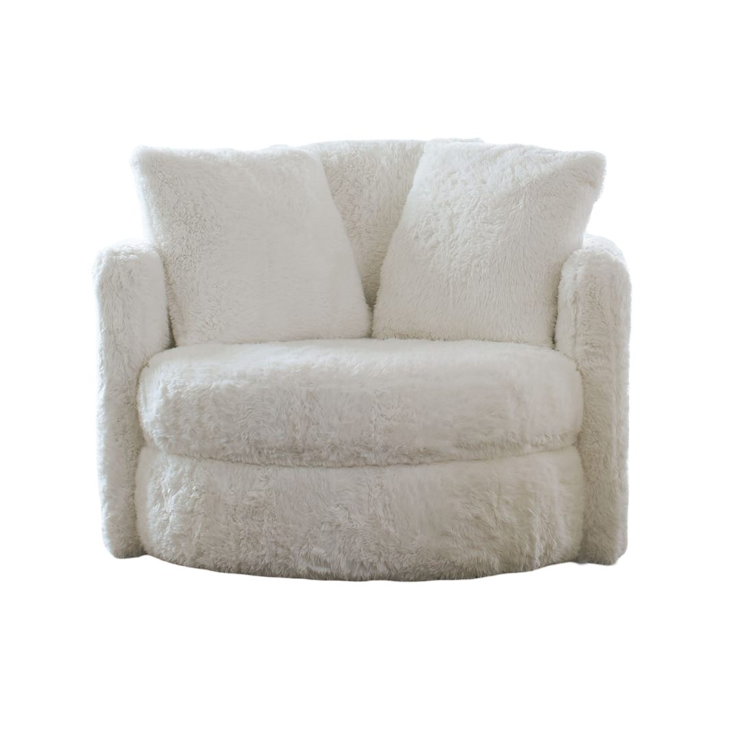 FOA Cochrane Contemporary Faux Fur Fabric Accent Chair - White
