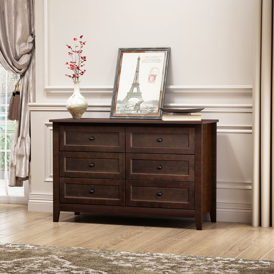Emory 6-Drawer Solid Wood Dresser, Auburn