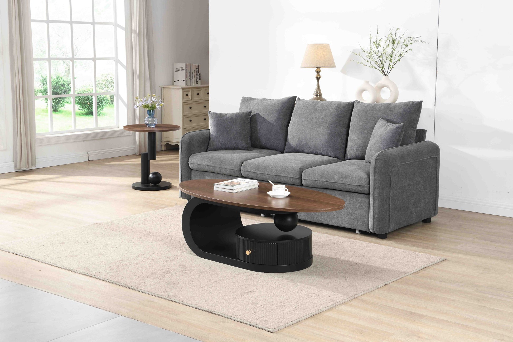 Black & Brown Steel Frame Nesting Tables with Black Legs - detail view 3