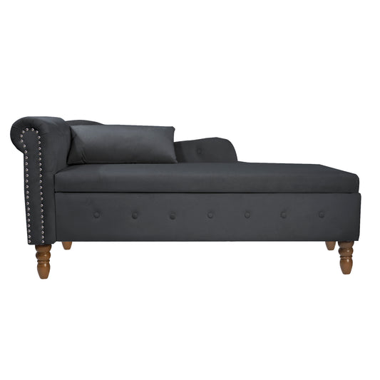 Classic Button-Tufted Chaise Lounge with Hidden Storage