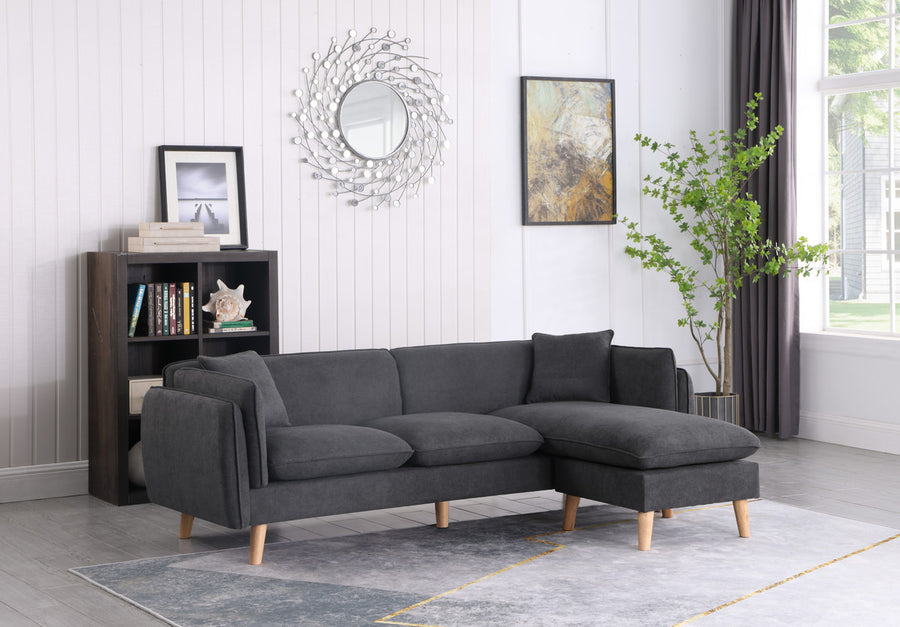 Brayden 86.5' Dark Gray Fabric Sectional Sofa Chaise - primary color shot