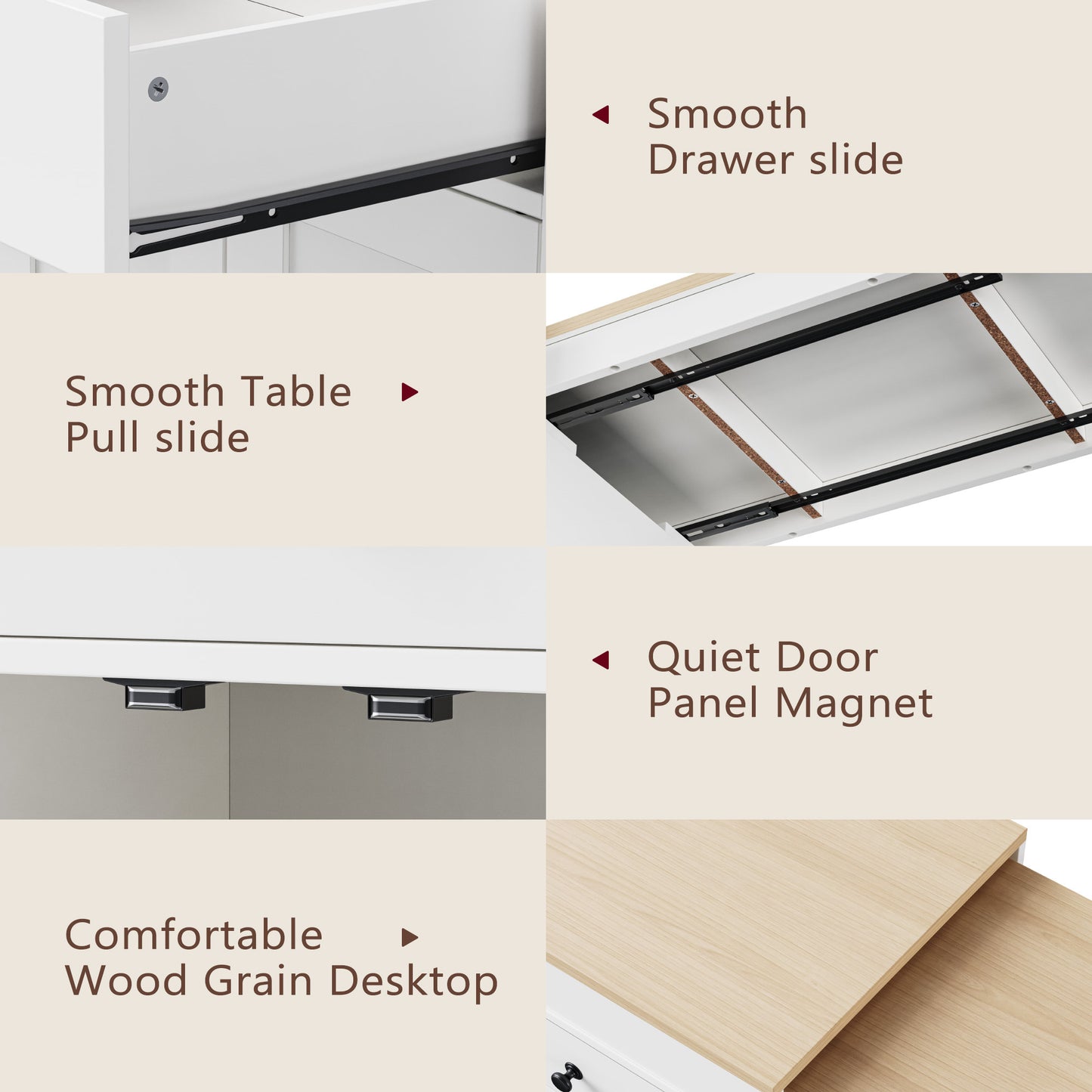 K&k 74" Kitchen Island with Extendable Dining Table - White - detail view 8