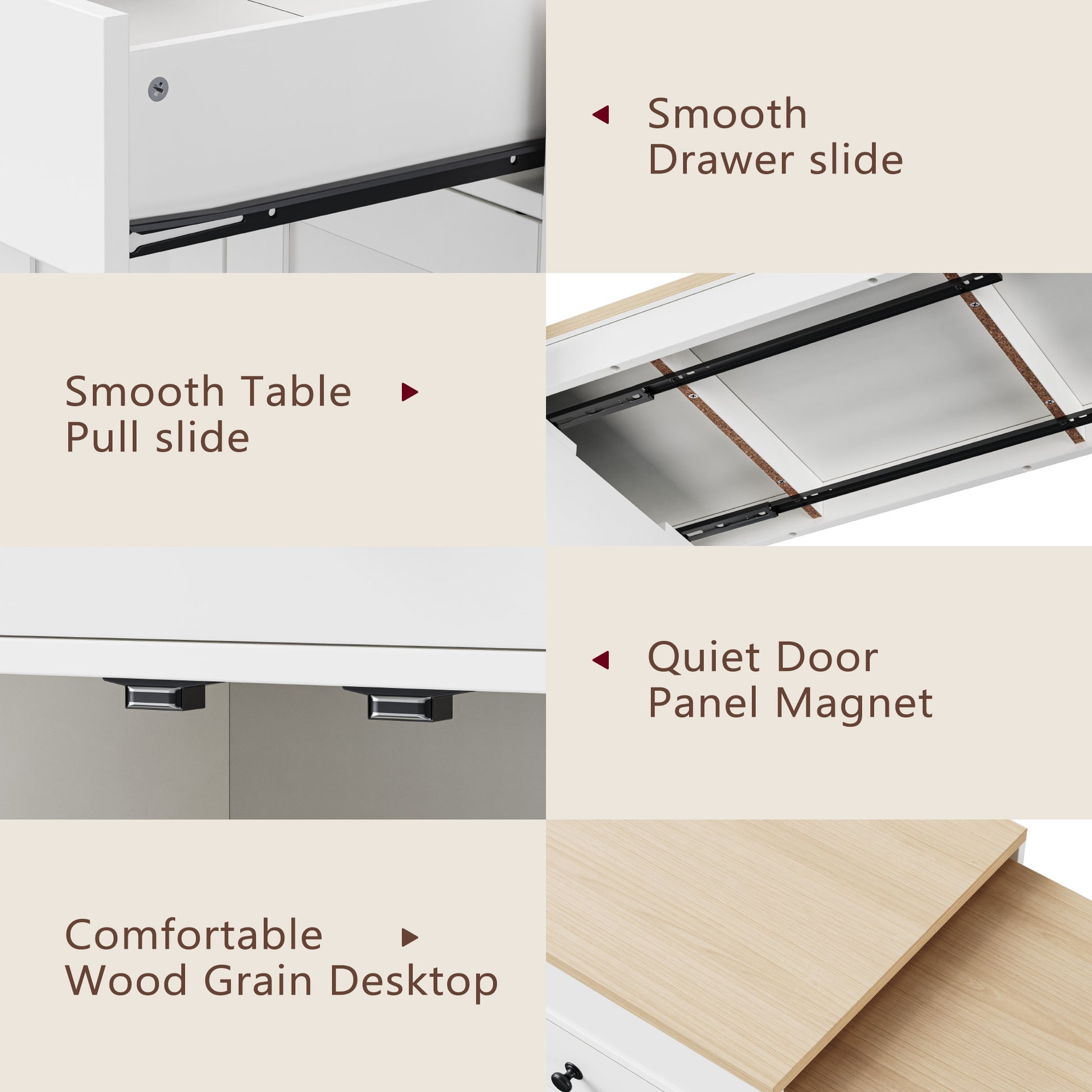 K&k 74" Kitchen Island with Extendable Dining Table - White - detail view 8