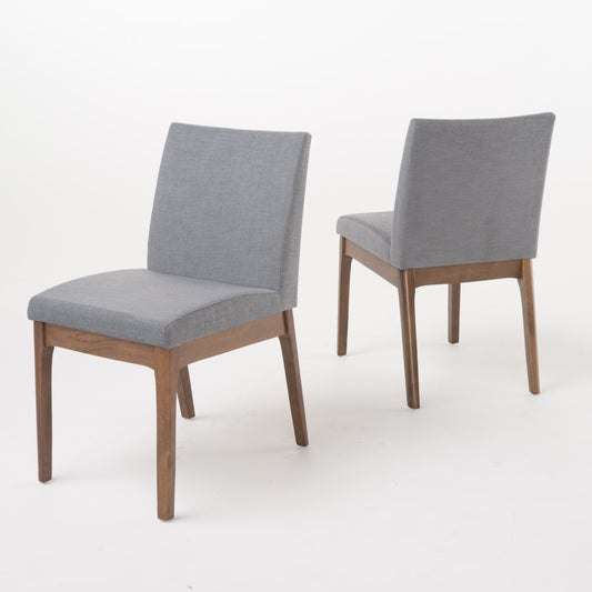 Betty Linen Dining Side Chairs with Wood Trim Set of 2