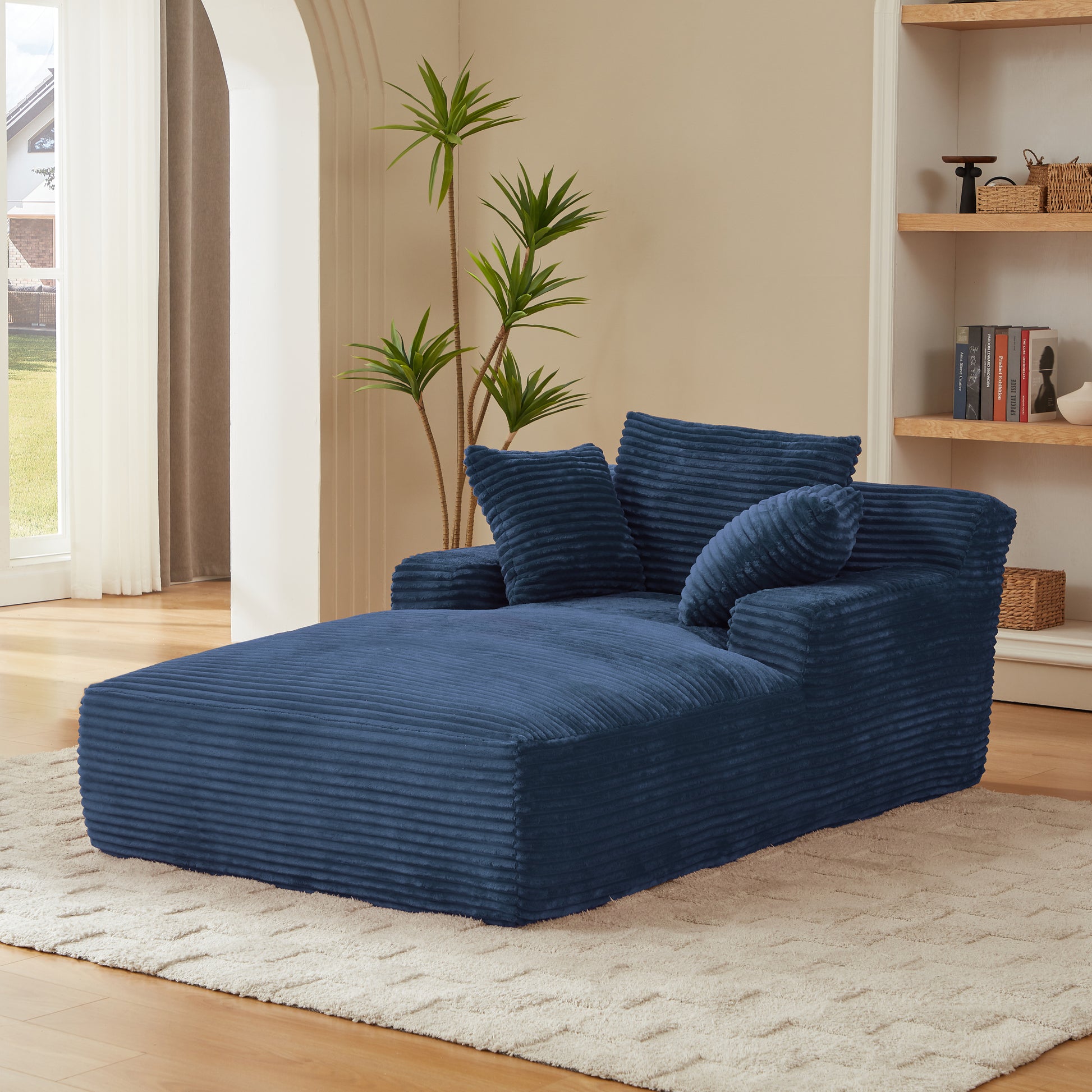 Oversized Chaise Lounge Chair Indoor - Blue - detail view 5