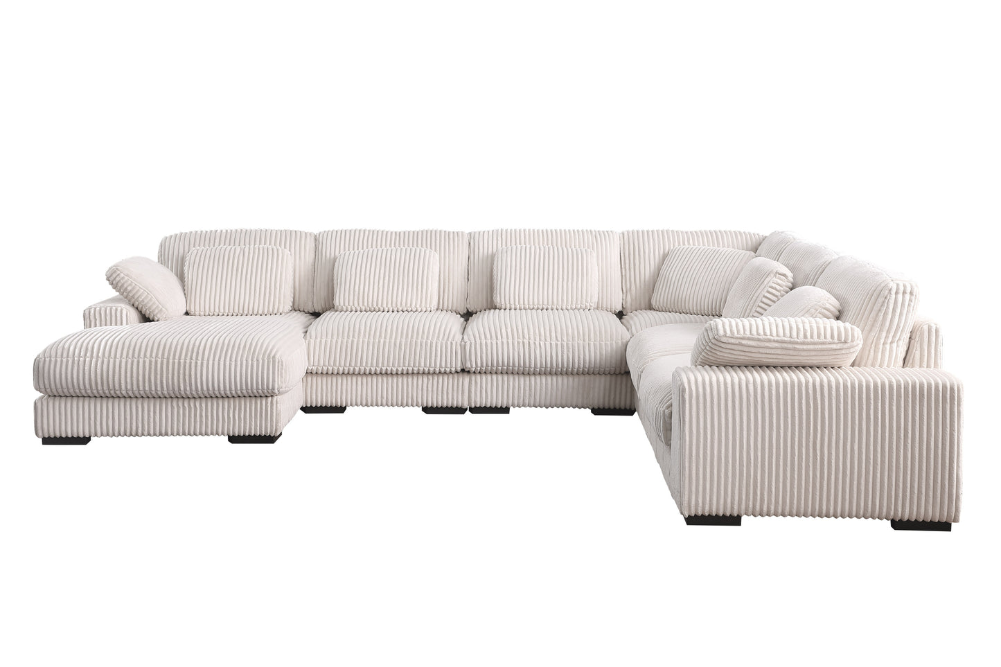 Nadine 155.5'W Beige Corduroy Modular Corner Sectional Sofa with Left-Facing Chaise - detail view 8