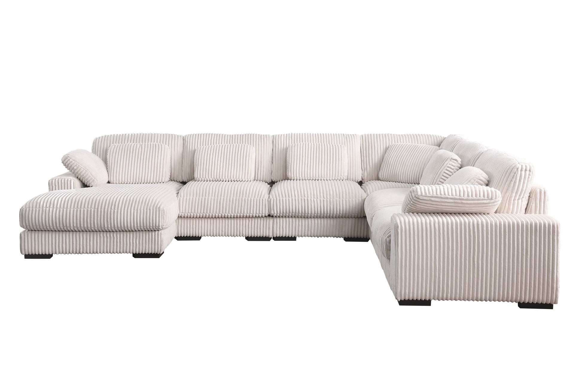 Nadine 155.5'W Beige Corduroy Modular Corner Sectional Sofa with Left-Facing Chaise - detail view 8