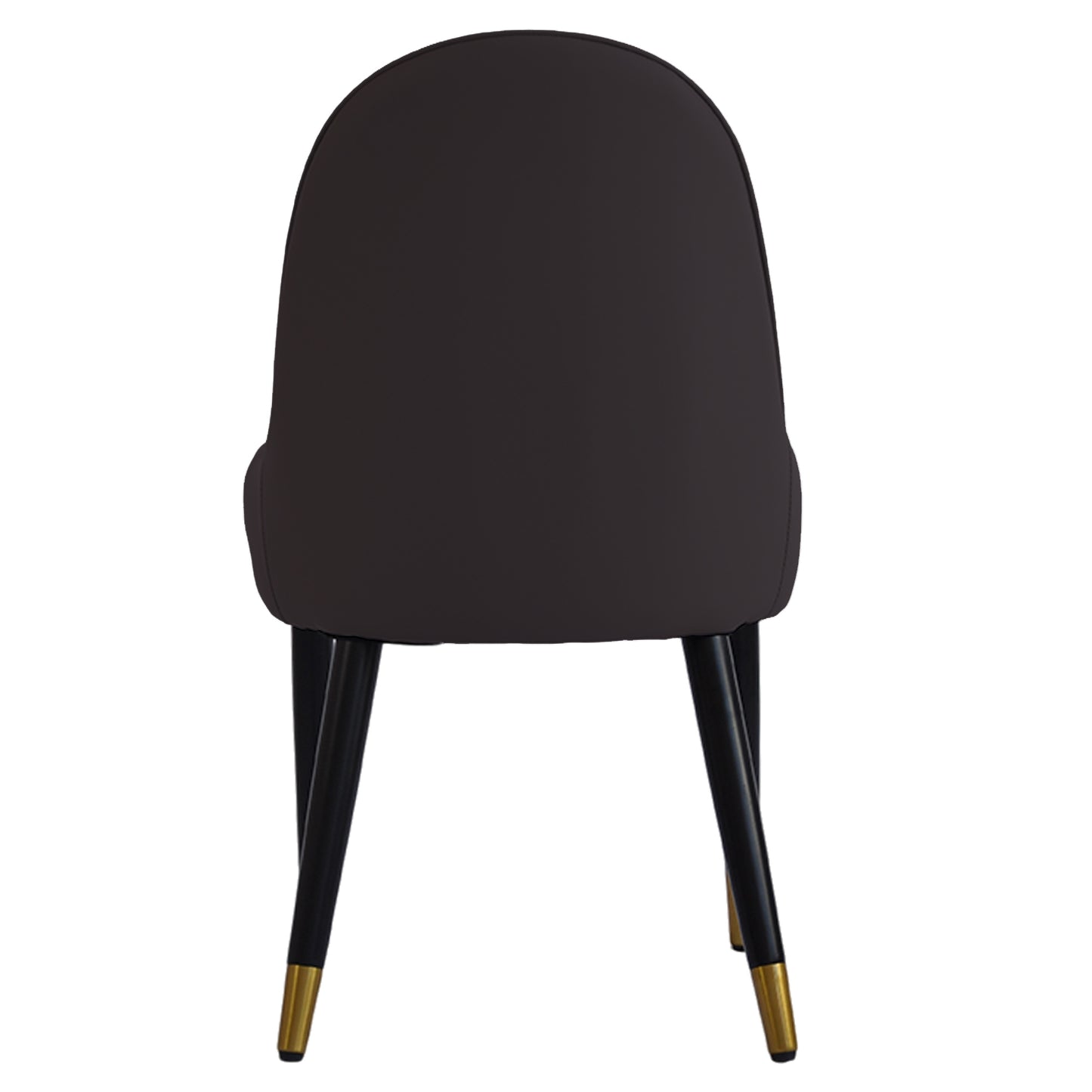 Saskia Modern PU Leather Side Chairs with Gold Tipped Legs Set of 2 Dark Brown & White