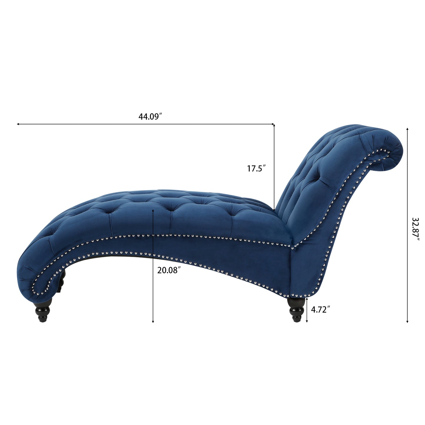 Tufted Armless Chaise Lounge - Blue - detail view 7