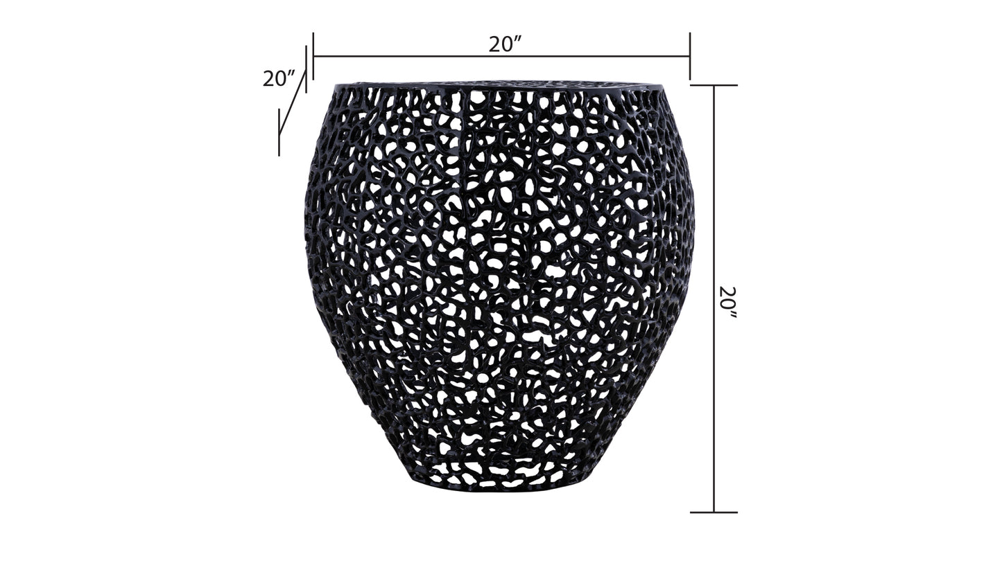 Azriel Aluminum Mesh Side Table, Black